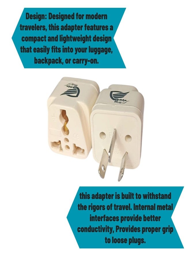 Vadda Bai 3 Pin Travel Adapter Plug for India to Australia, China, New Zealand & More (Type I) Conversion Plug Small and Light Weight Design -Pack of 2 - White - Image 4